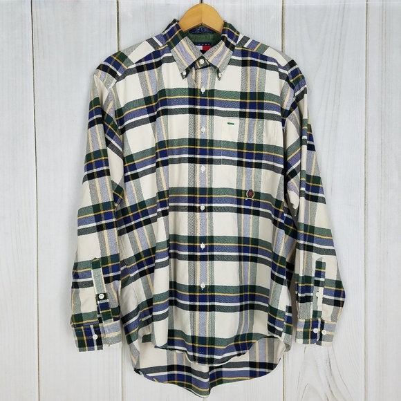 Tommy Hilfiger Other - Tommy Hilfiger Cream Green Plaid Cotton Button-down Shirt